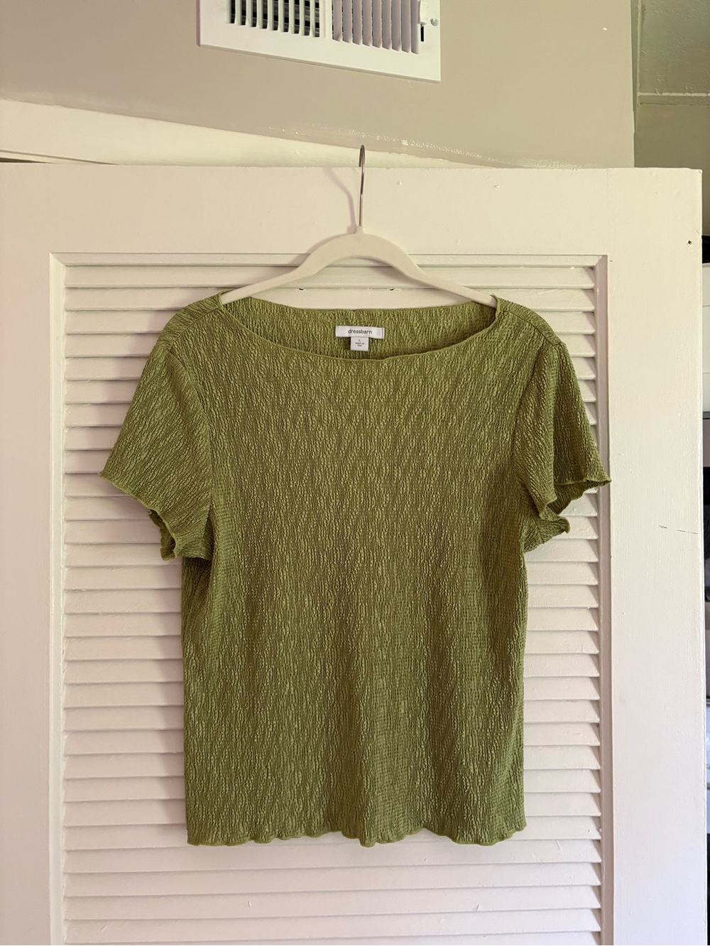 dressbarn Chartreuse Textured Short Sleeve Top